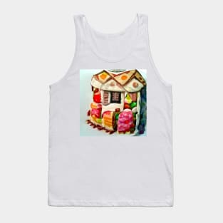 A house made of cake and candies watercolor Tank Top